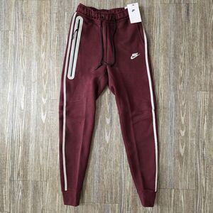 Nike Tech Fleece Reflective Joggers Pants Maroon Black Silver Men's Size XS New